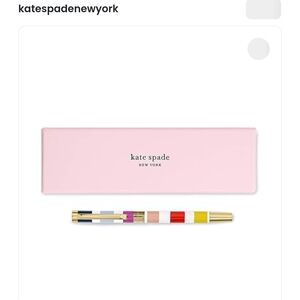 kate spade Multicolor Striped Ballpoint Pen with Pink Case